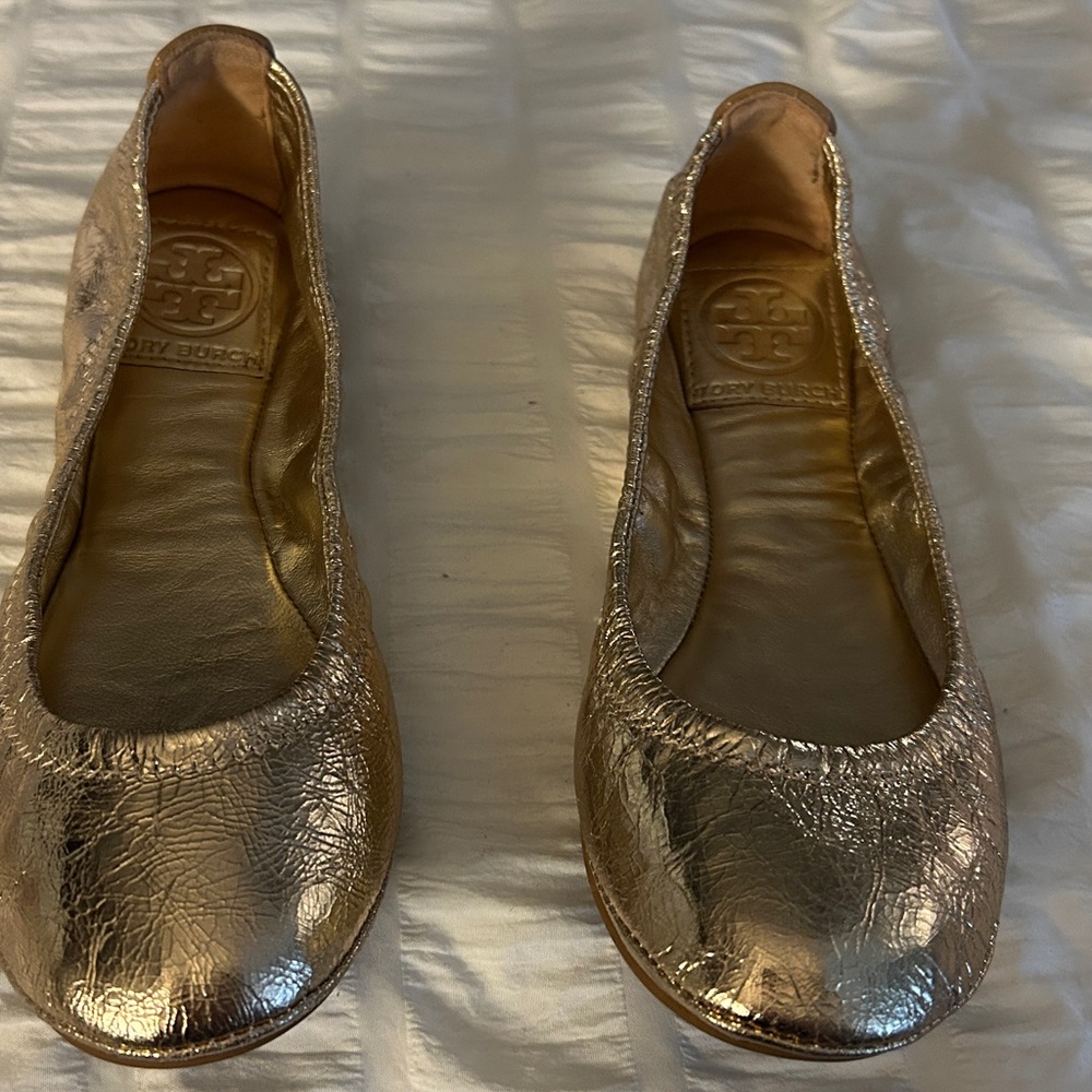 Tory Burch Metallic Gold Flats